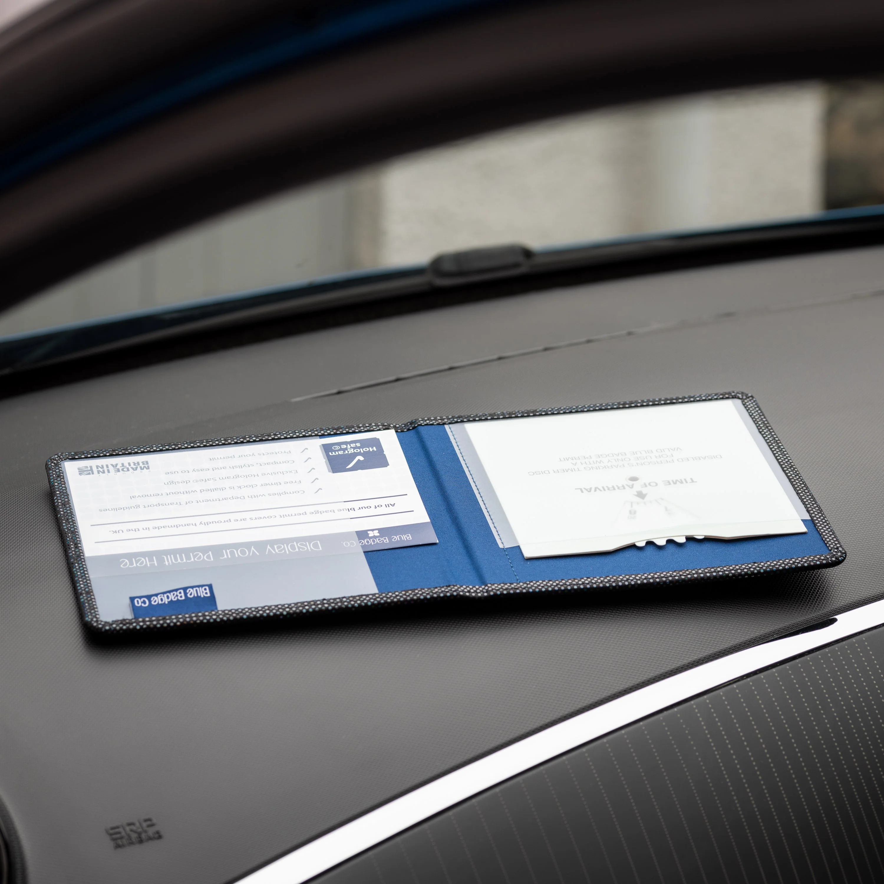 Blue Badge Wallet - Disabled Parking Permit Holder Holographic Black Glass - UK Made - Image 5