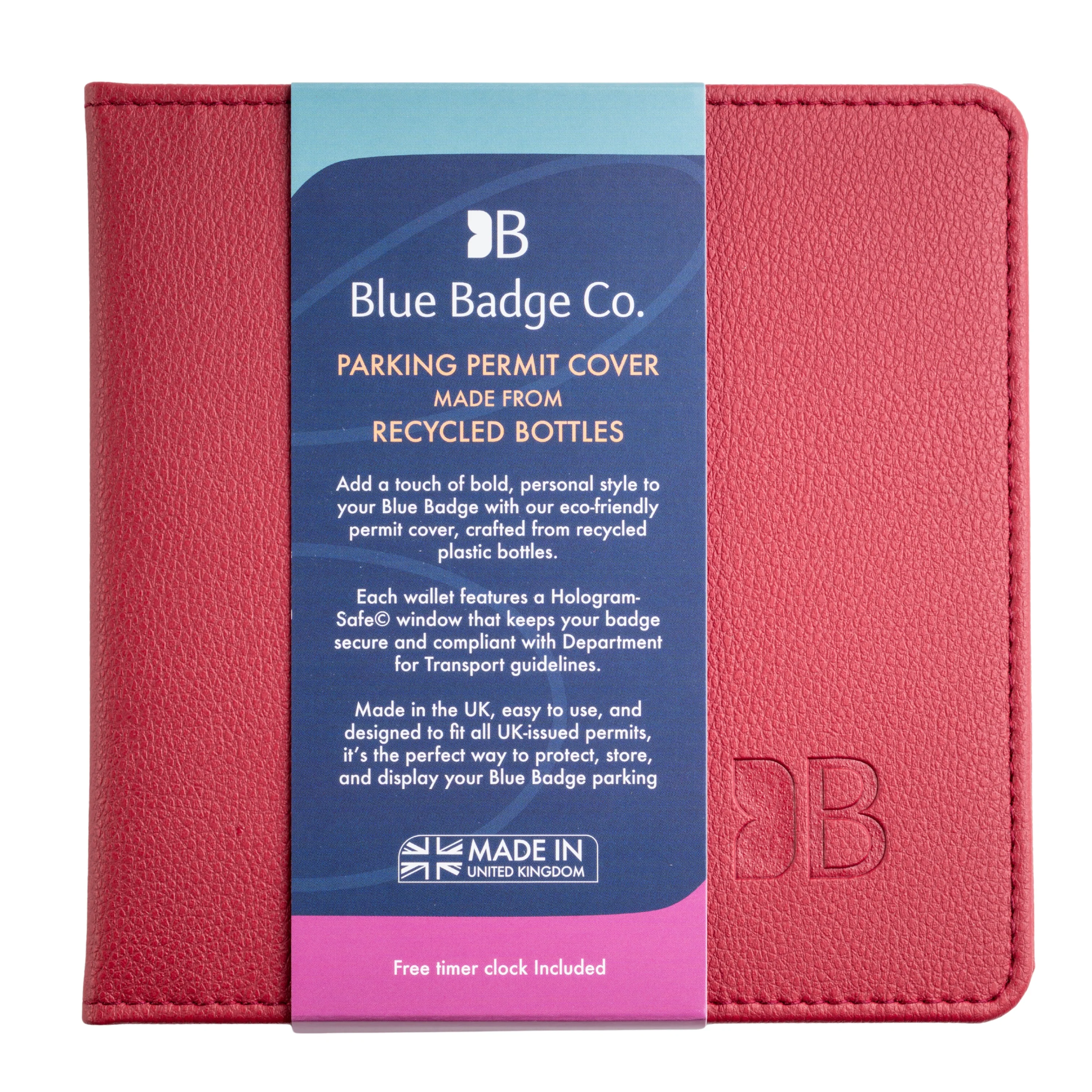 Blue Badge Wallet - Disabled Parking Permit Holder Recycled Bottles Red - UK Made - Image 6