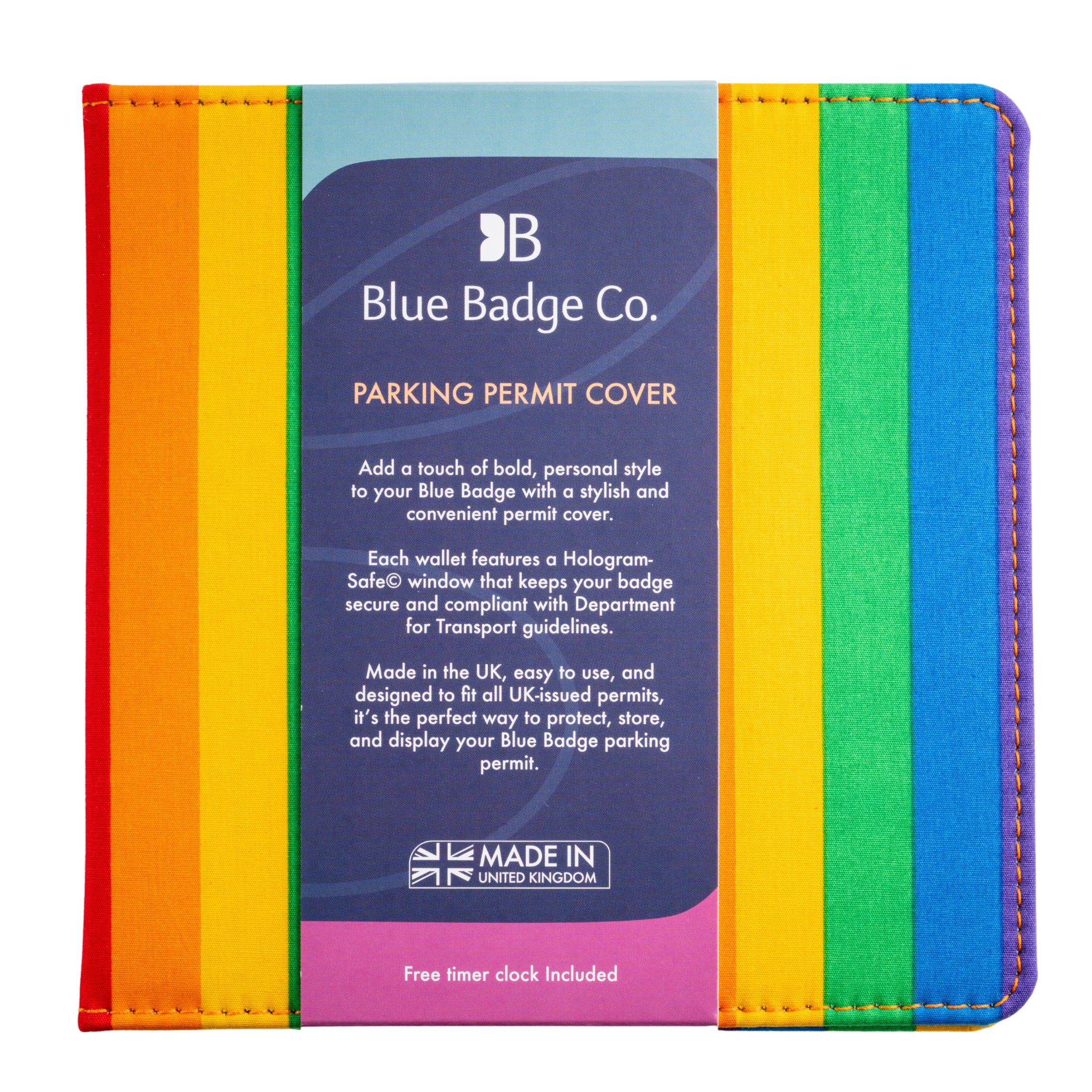 Blue Badge Wallet - Disabled Parking Permit Holder Rainbow Stripe - UK Made - Image 3