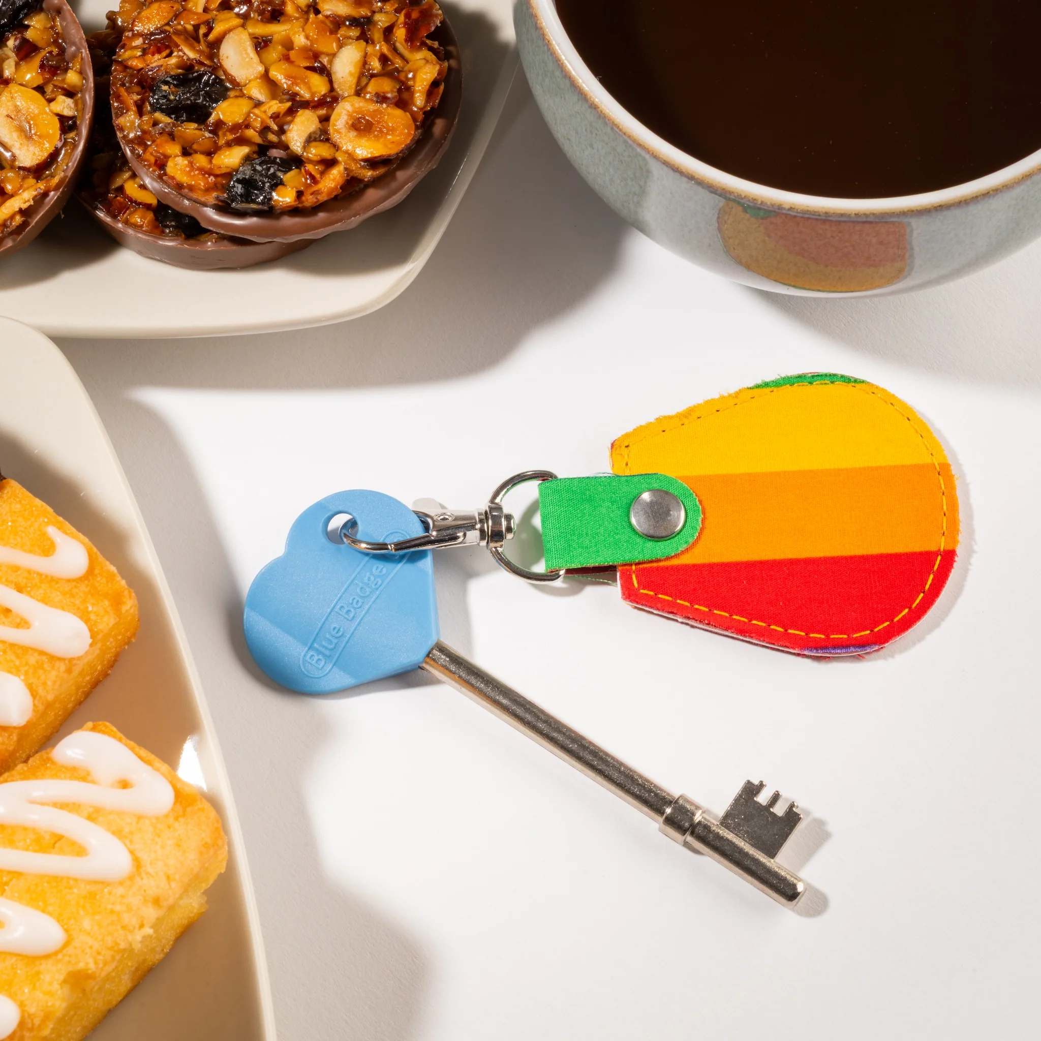 Genuine RADAR Disabled Toilet Key and Fabric Keyring in Rainbow Stripe - UK Made - Image 4