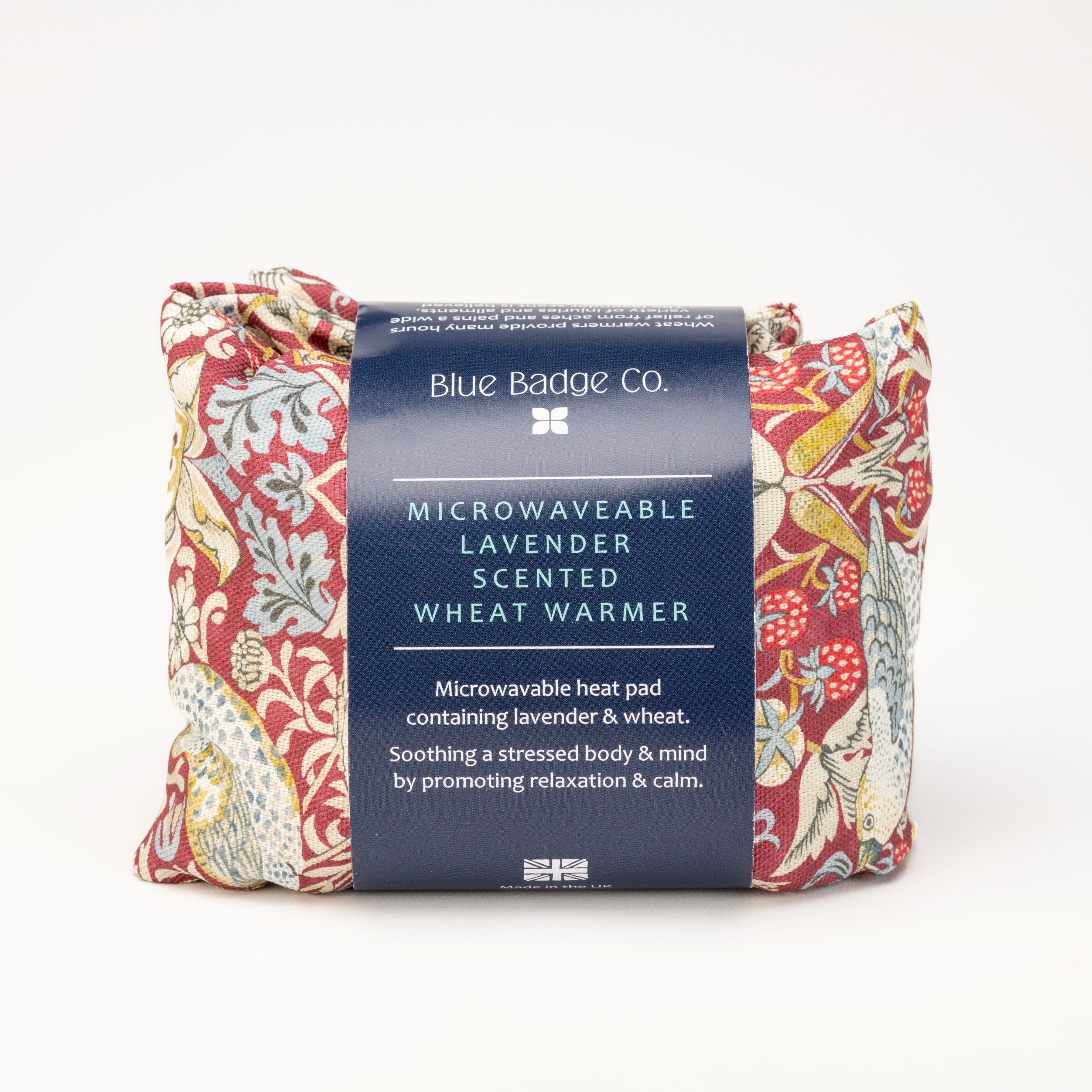 Lavender Wheat Warmer, Heated Wheat Bag in William Morris Strawberry Theif Plum - Image 4