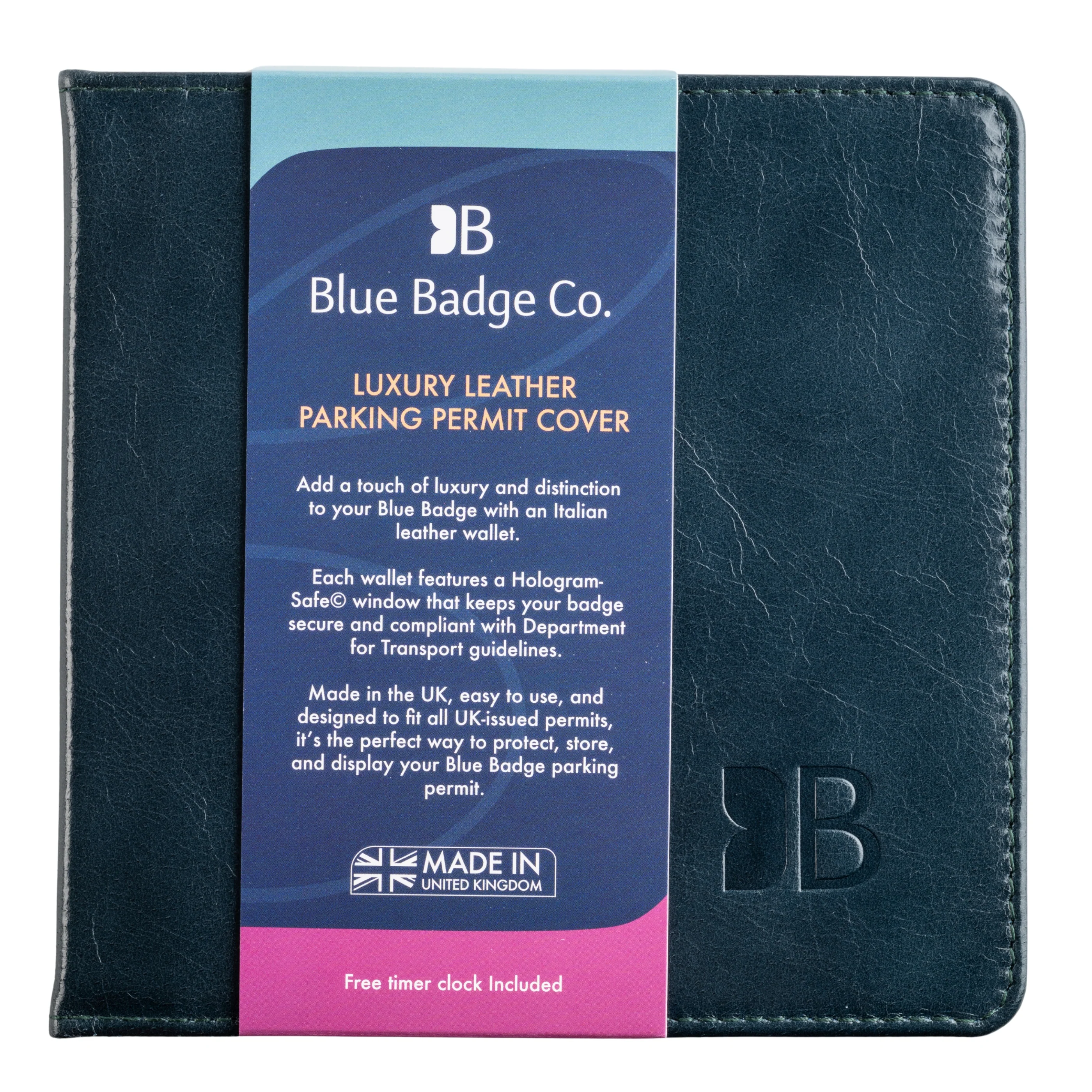 Disabled Blue Badge Parking Permit Wallet in Navy Leather - UK Made - Image 3