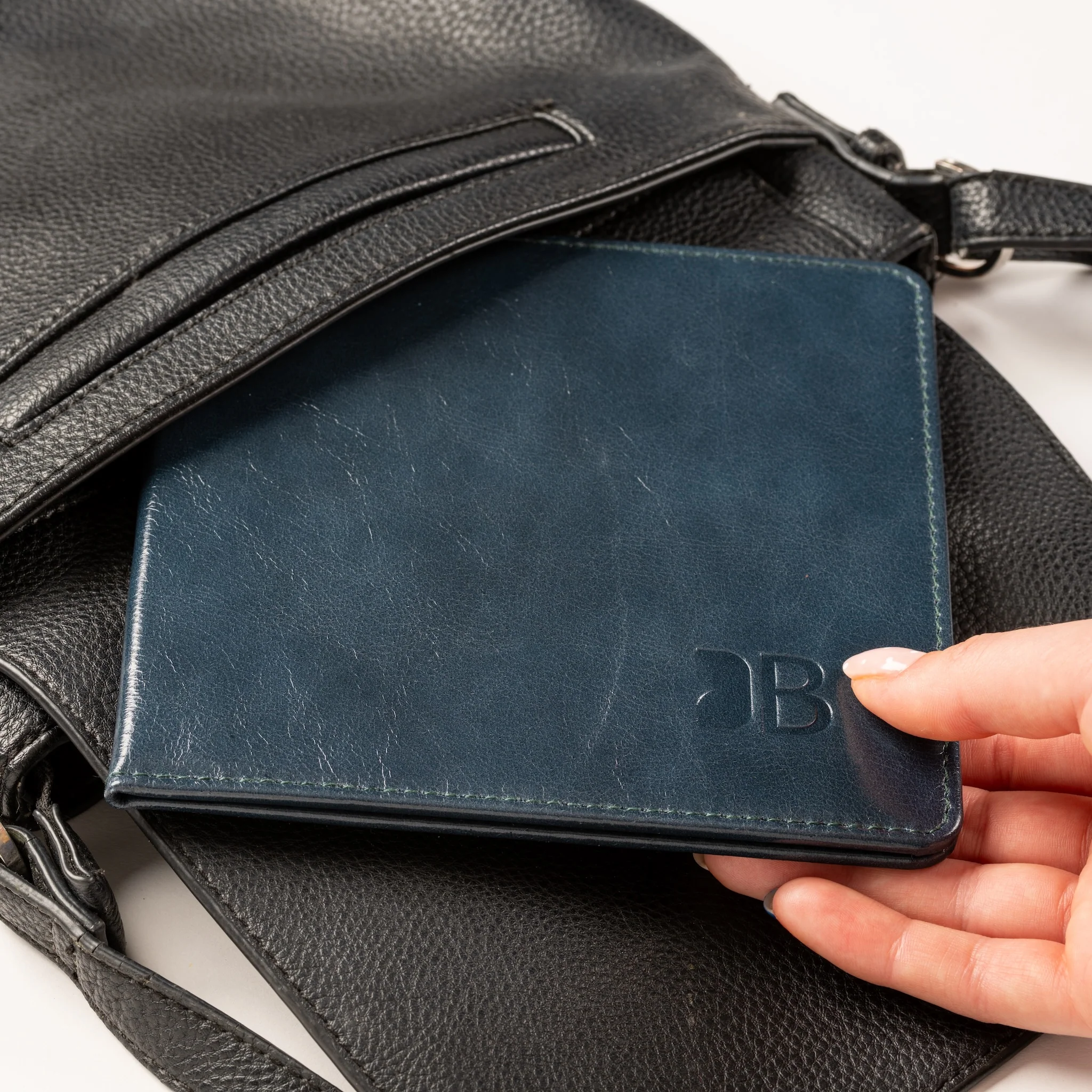 Disabled Blue Badge Parking Permit Wallet in Navy Leather - UK Made - Image 8
