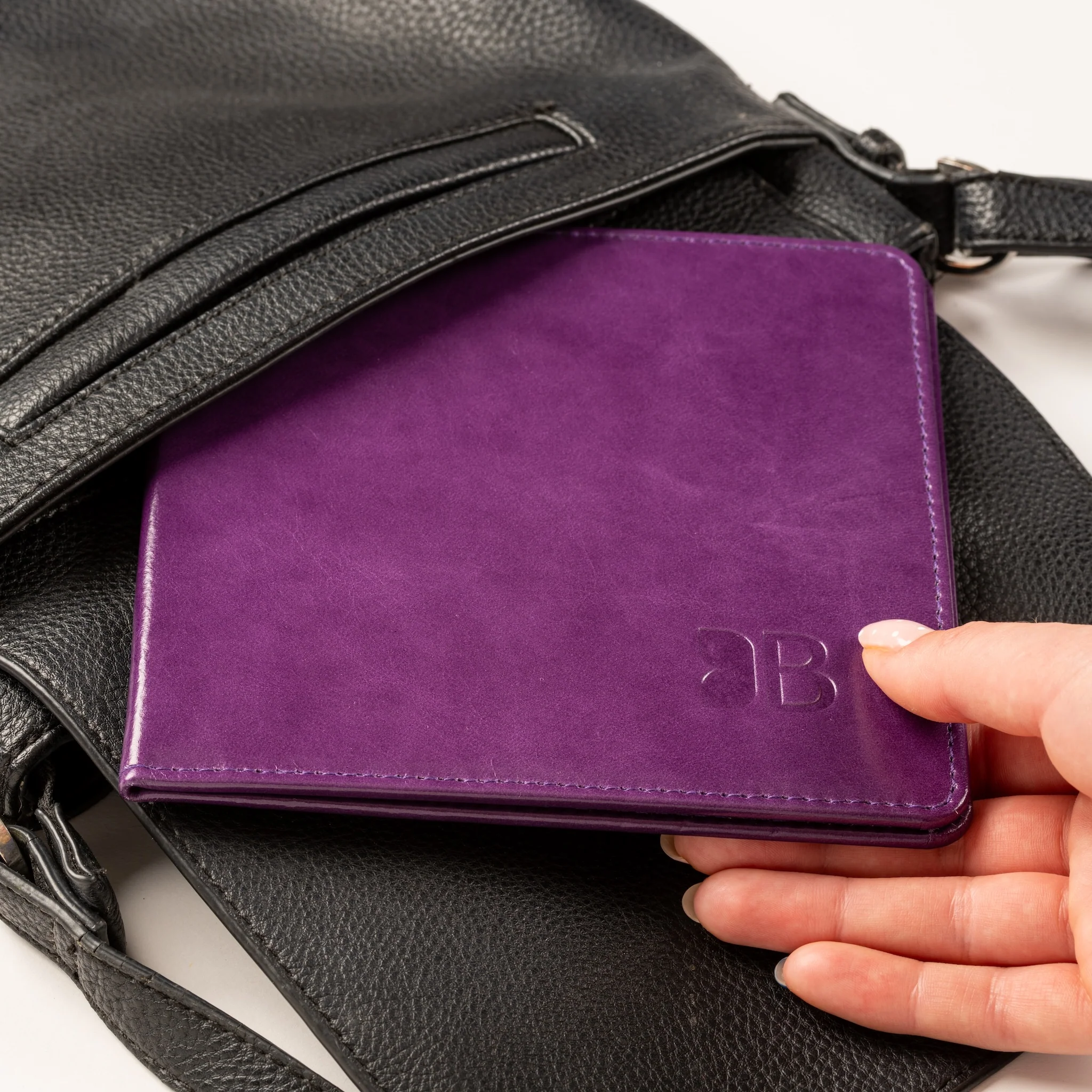 Disabled Blue Badge Parking Permit Wallet in Purple Leather - UK Made - Image 6