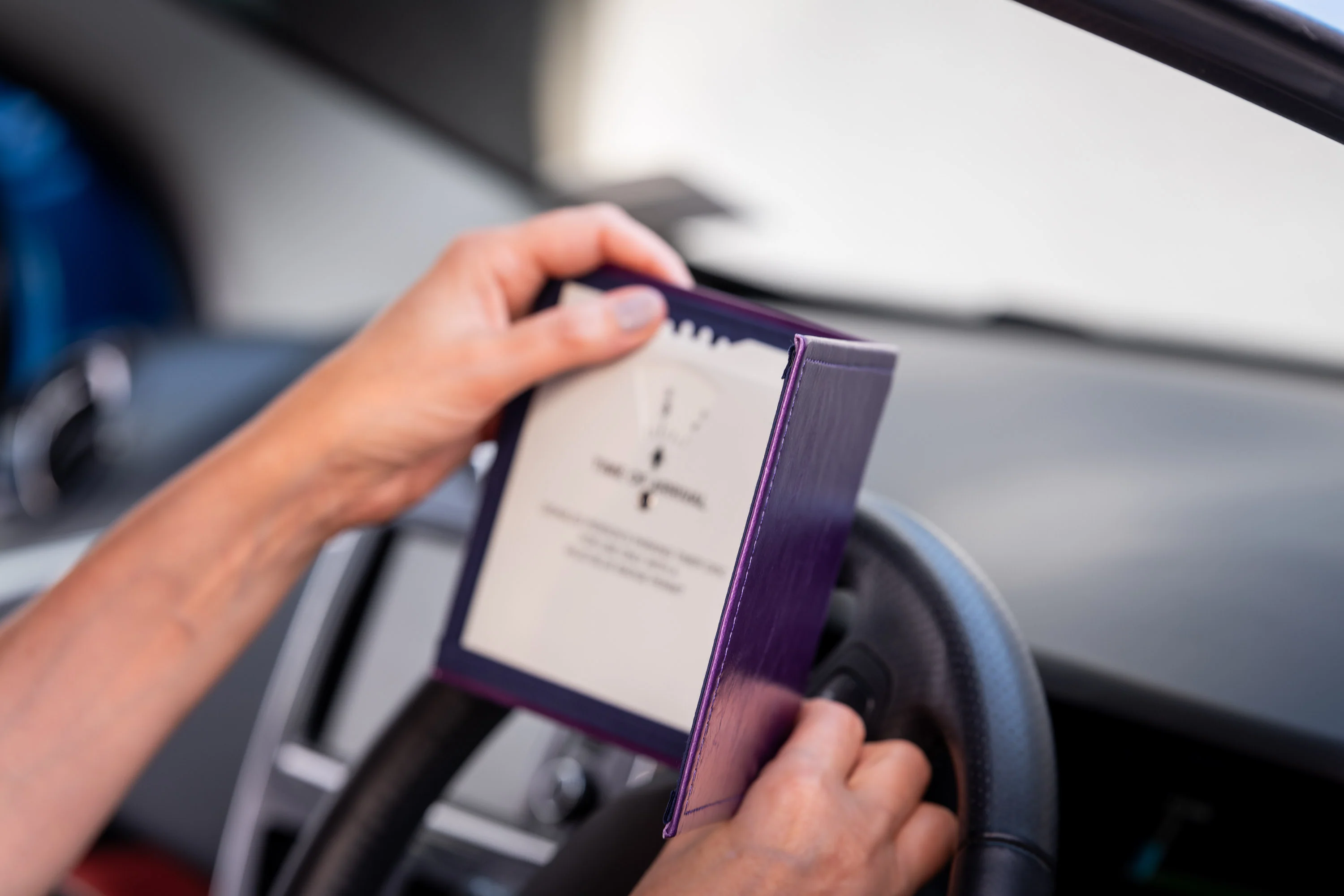 Disabled Blue Badge Parking Permit Wallet in Purple Leather - UK Made - Image 7