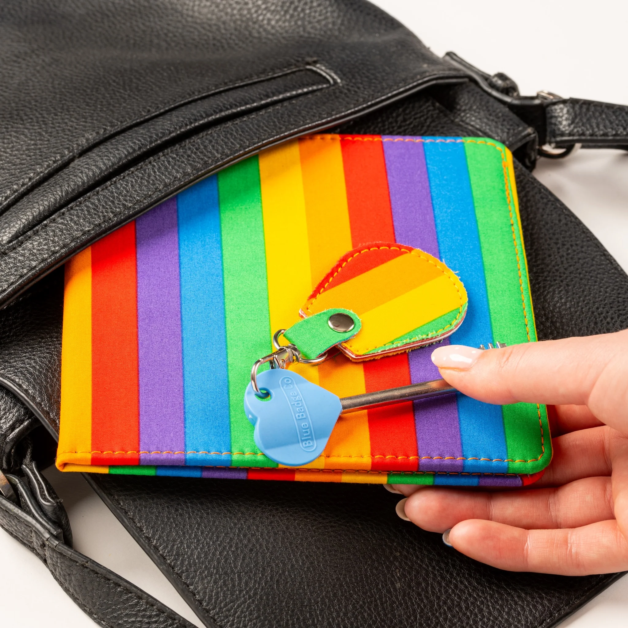 Disabled Blue Badge Wallet, Keyring and RADAR Key in Rainbow Stripe - UK Made - Image 9