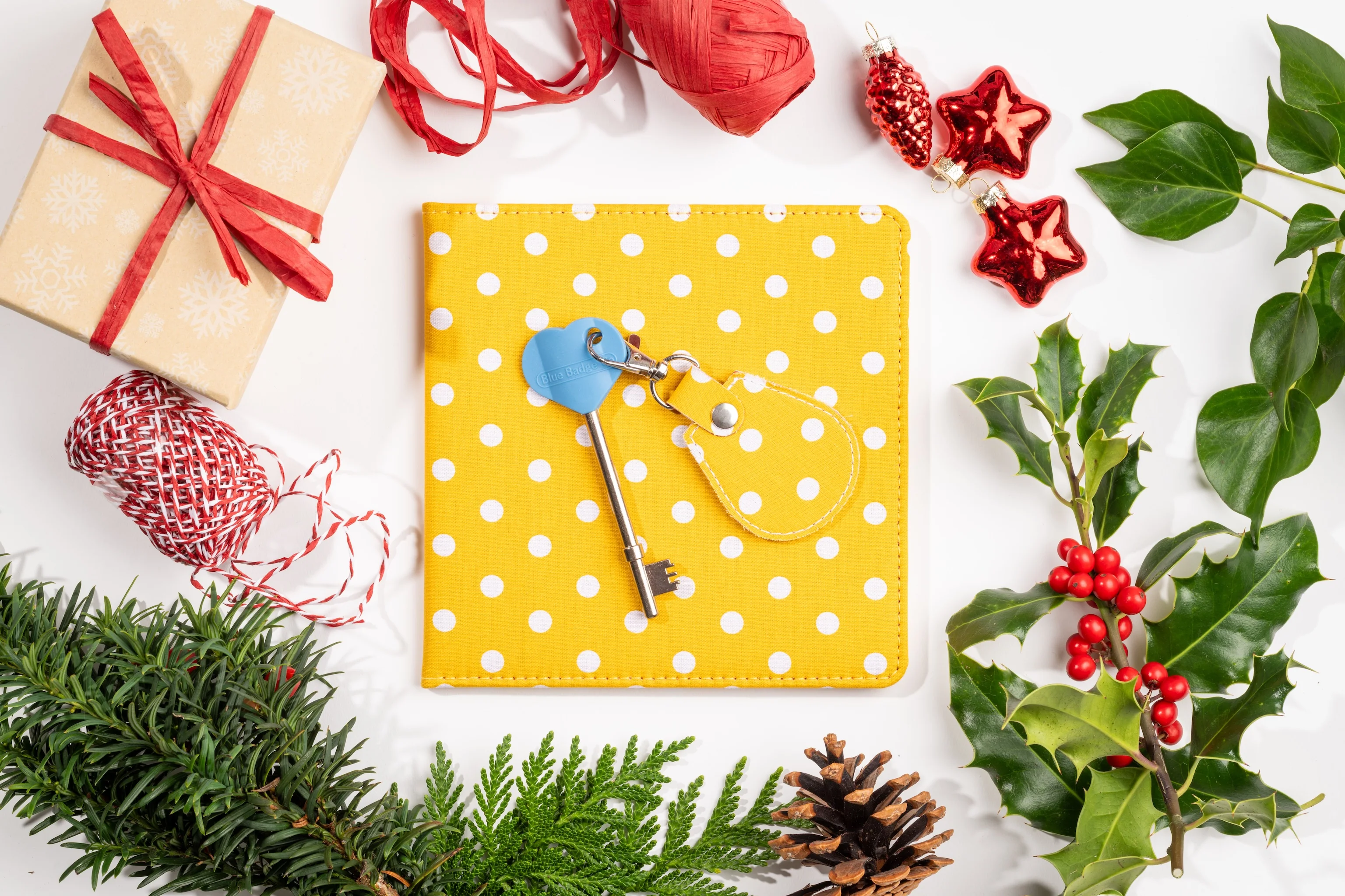 Disabled Blue Badge Wallet, Keyring and RADAR Key in Spotty Canary Yellow - UK Made - Image 4
