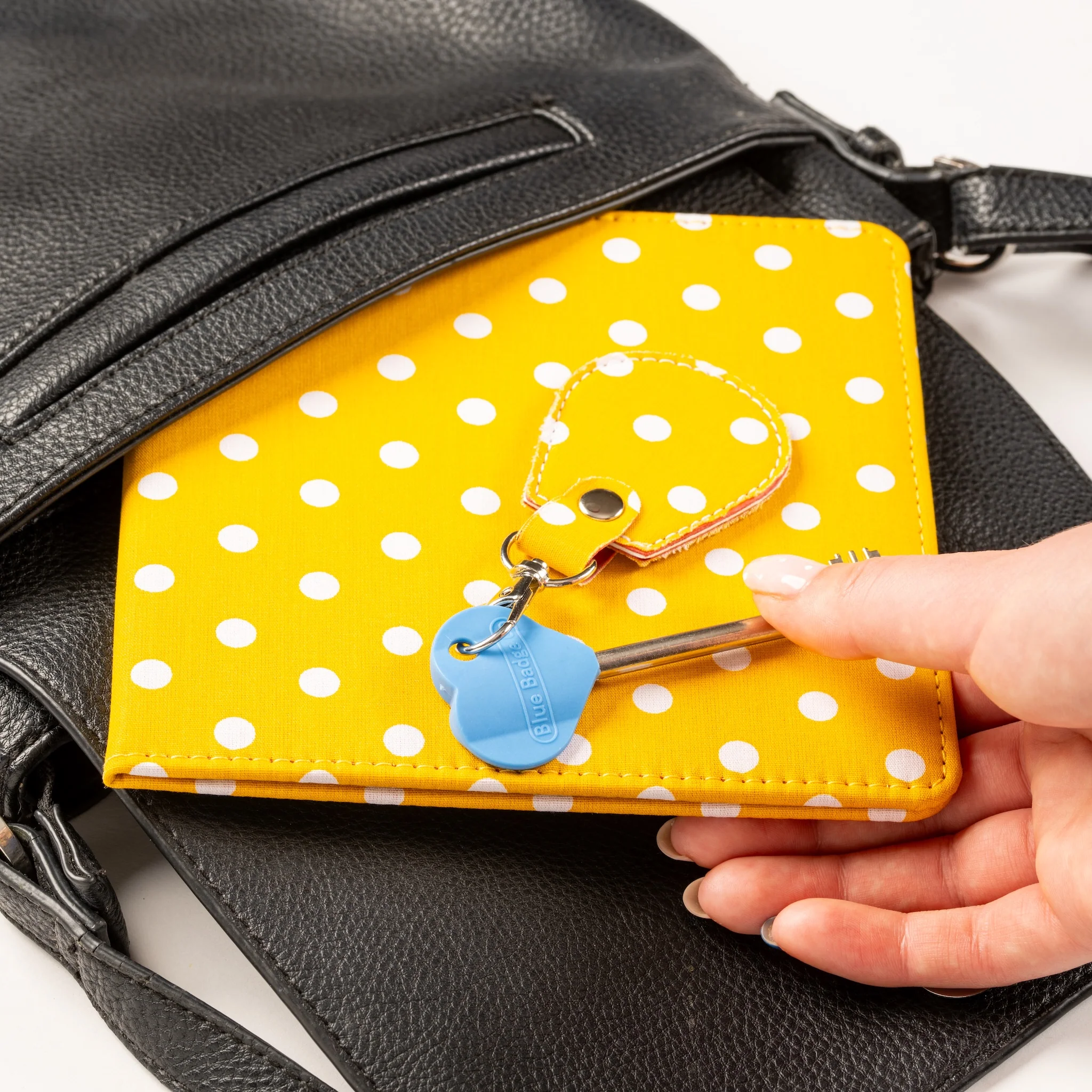 Disabled Blue Badge Wallet, Keyring and RADAR Key in Spotty Canary Yellow - UK Made - Image 8