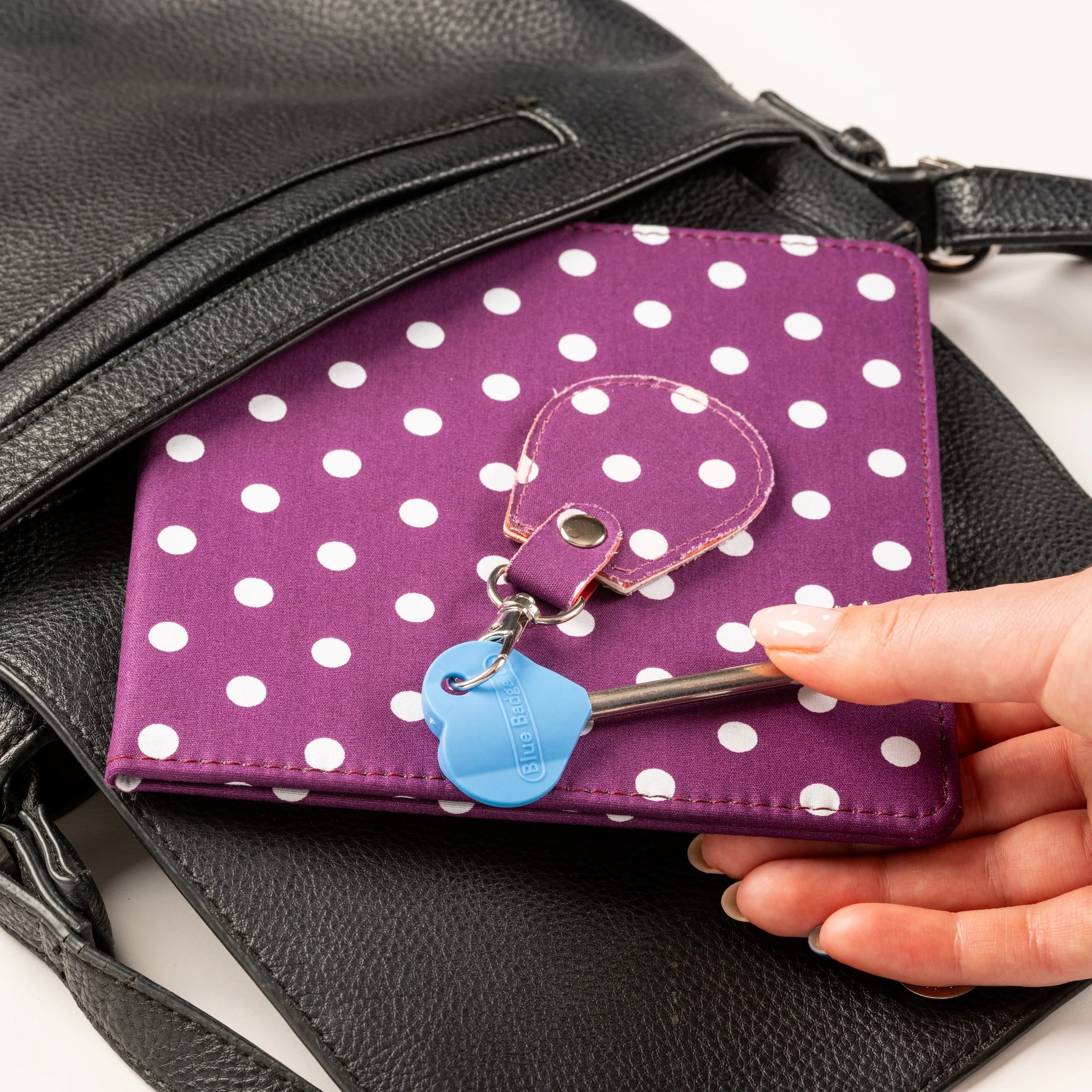 Disabled Blue Badge Wallet, Keyring and RADAR Key in Spotty Grape - UK Made - Image 4