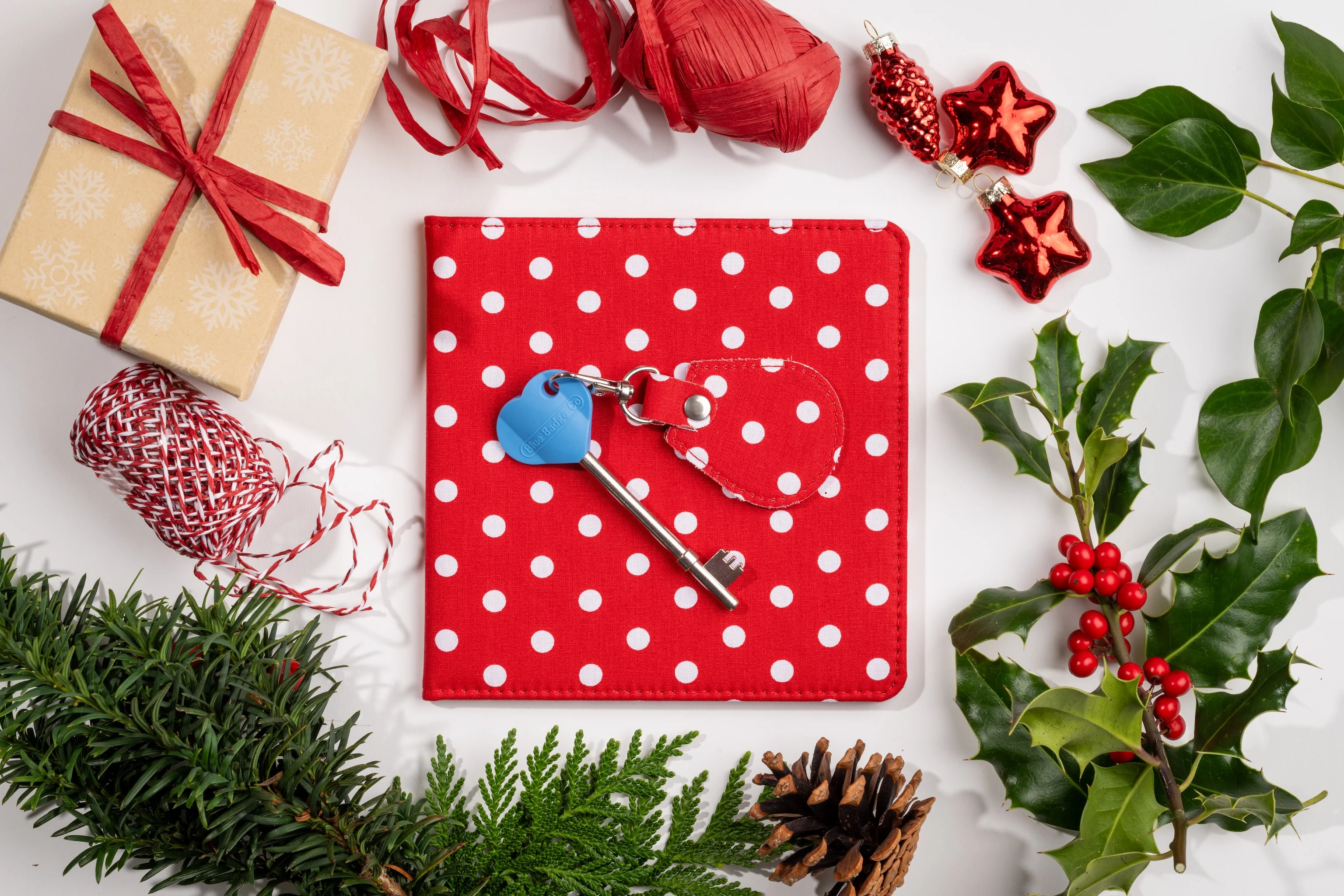 Disabled Blue Badge Wallet, Keyring and RADAR Key in Spotty Red - UK Made - Image 5