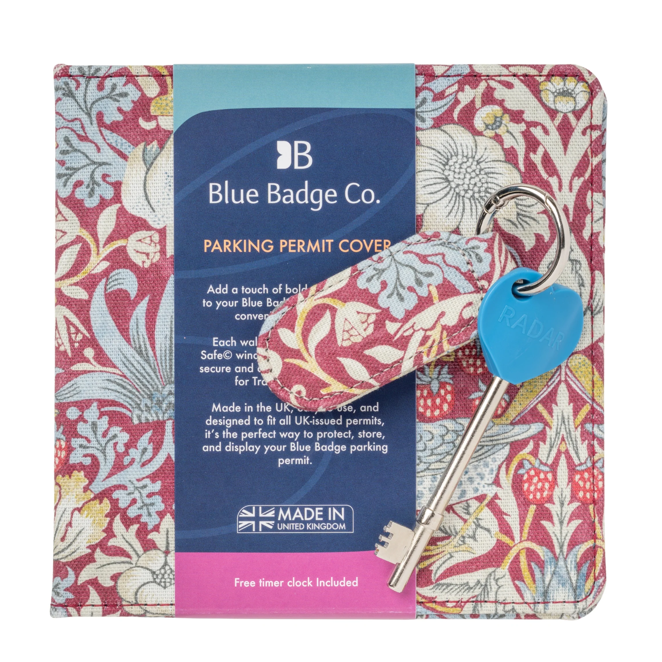 Disabled Blue Badge Wallet, Keyring and RADAR Key in William Morris Strawberry Thief Plum - Image 4