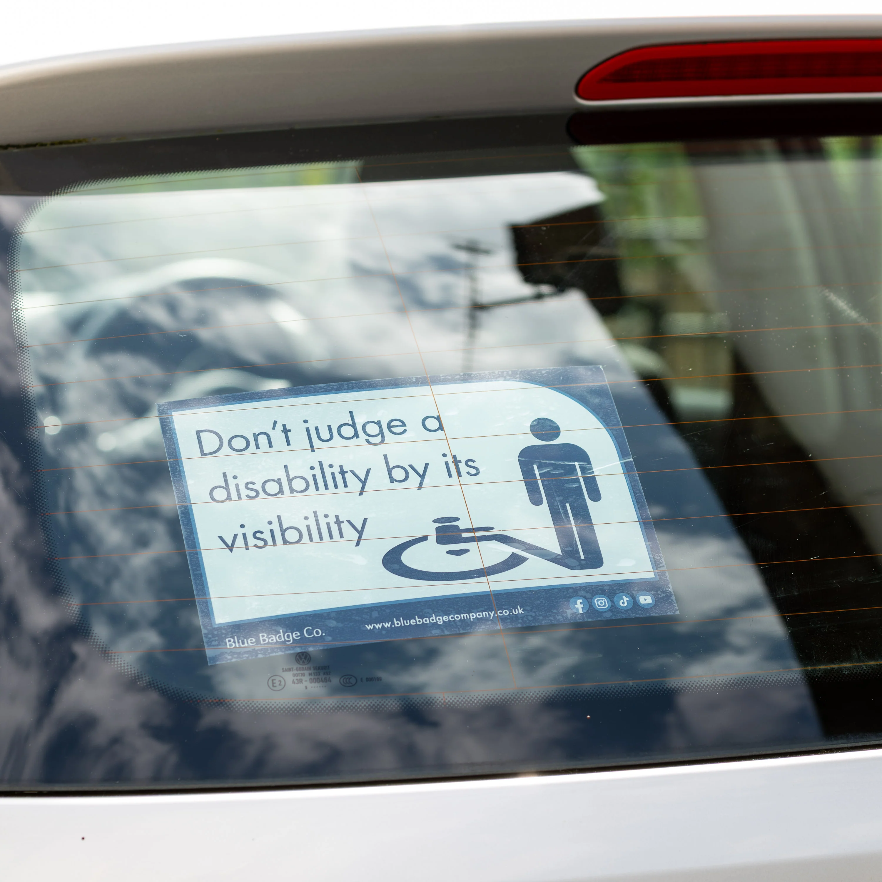 Twin-Pack Disabled Car Window Sticker Rectangle, “Don't judge a disability by it's visibility” Disability Parking Awareness Vinyl Decals - Image 3