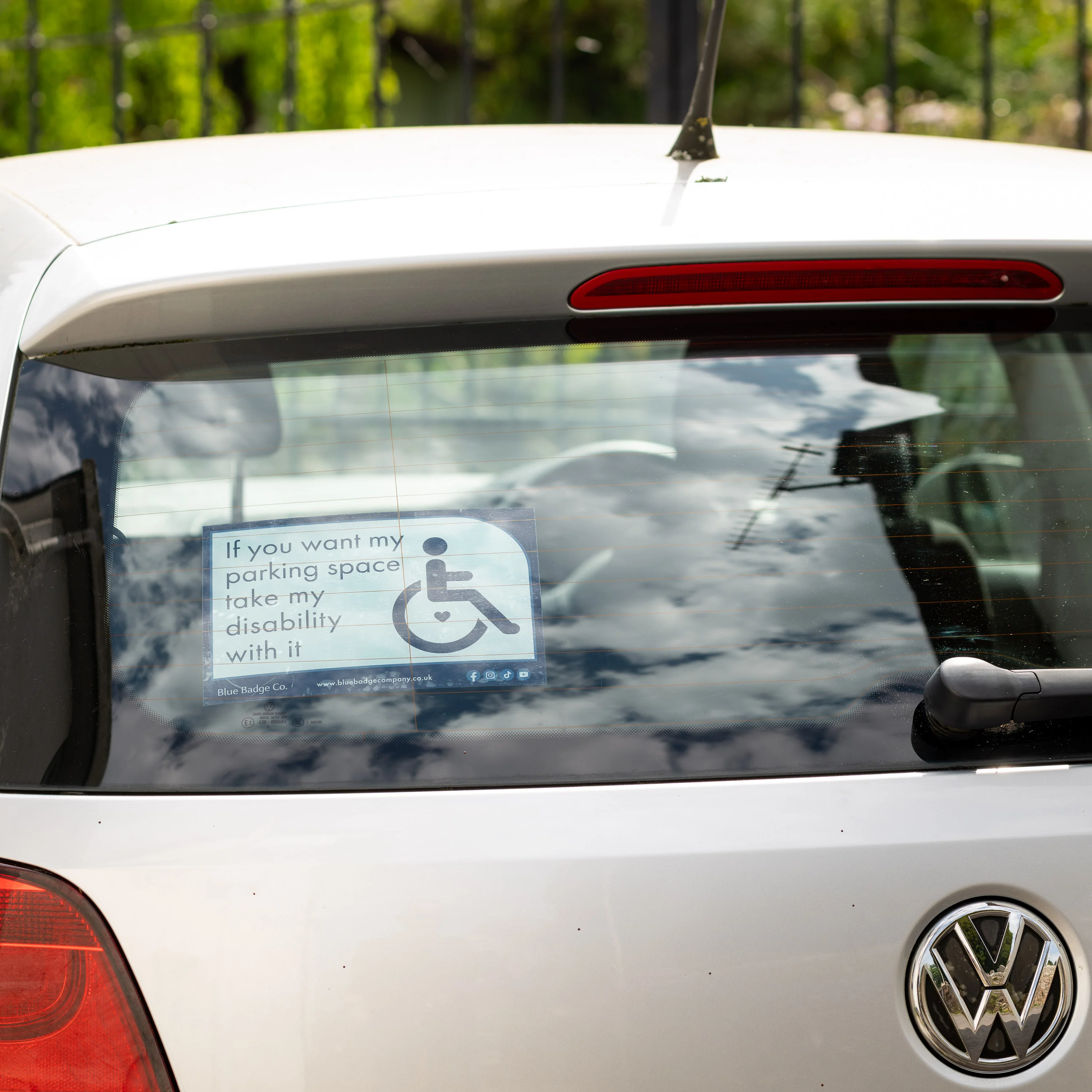 Twin-Pack Disabled Car Window Sticker Rectangle, “ If you want my parking space take my disability with it” Disability Parking Awareness Vinyl Decals - Image 3