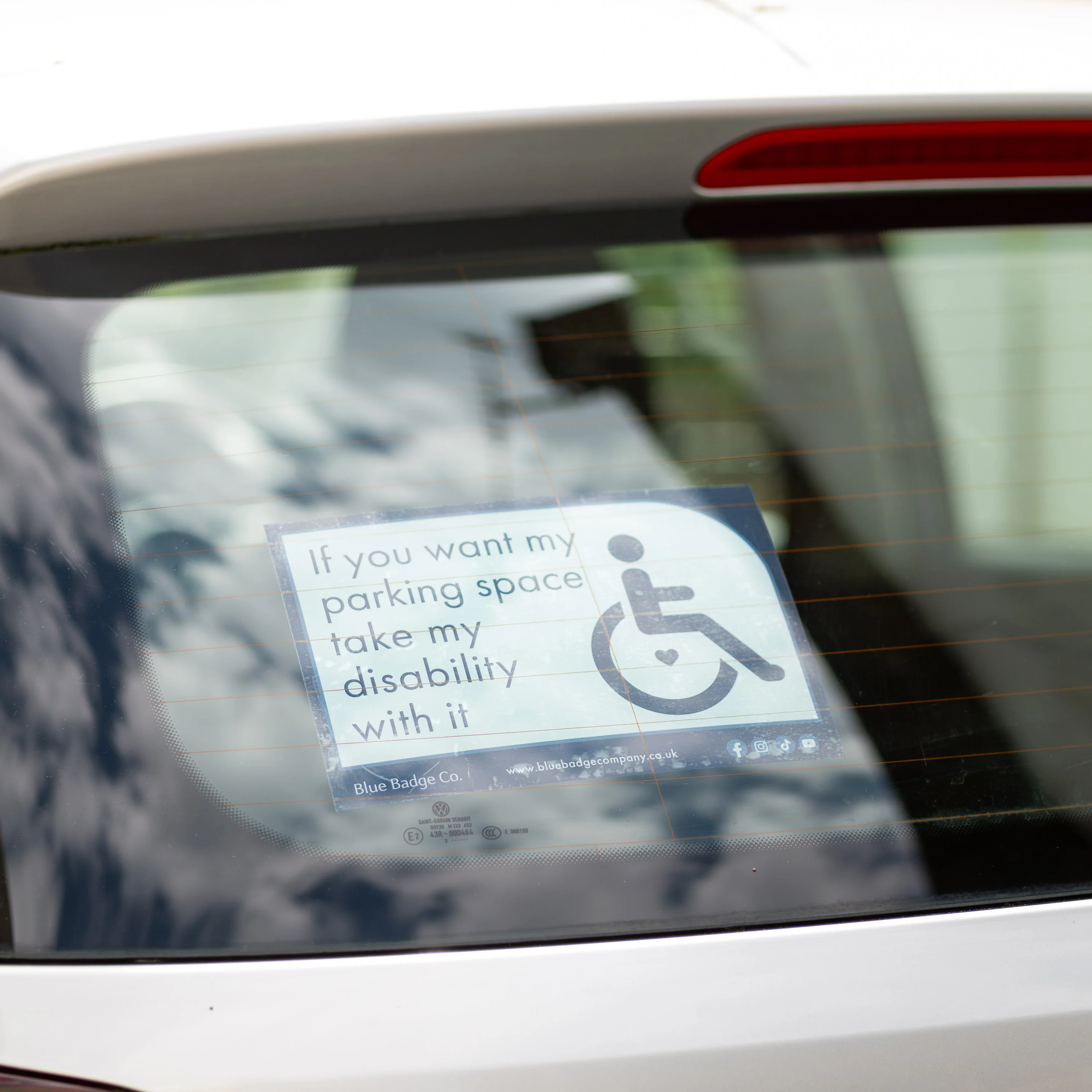 Twin-Pack Disabled Car Window Sticker Rectangle, “ If you want my parking space take my disability with it” Disability Parking Awareness Vinyl Decals - Image 4