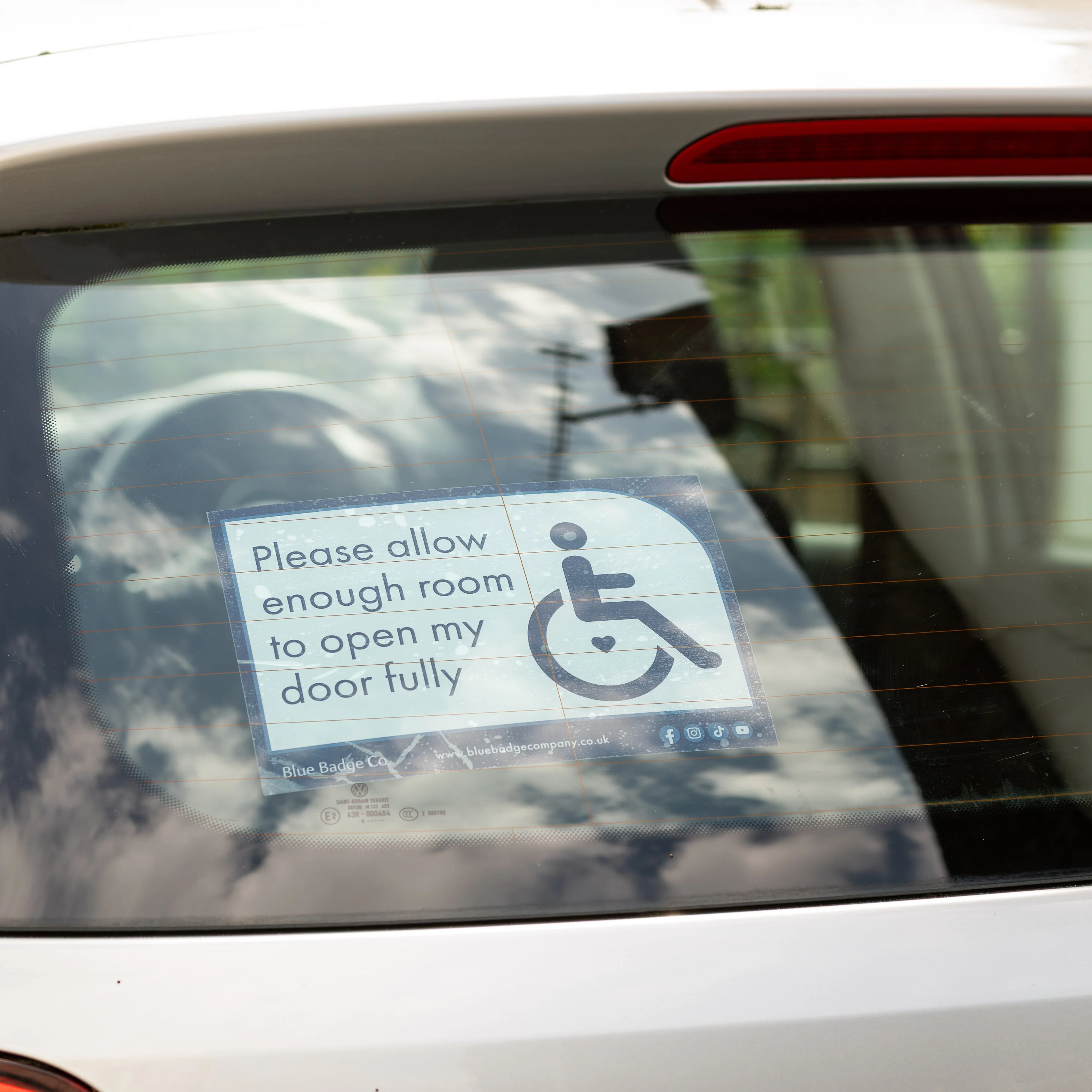 Twin-Pack Disabled Car Window Sticker Rectangle, “Please allow enough room to open my door fully” Disability Parking Awareness Vinyl Decals - Image 3
