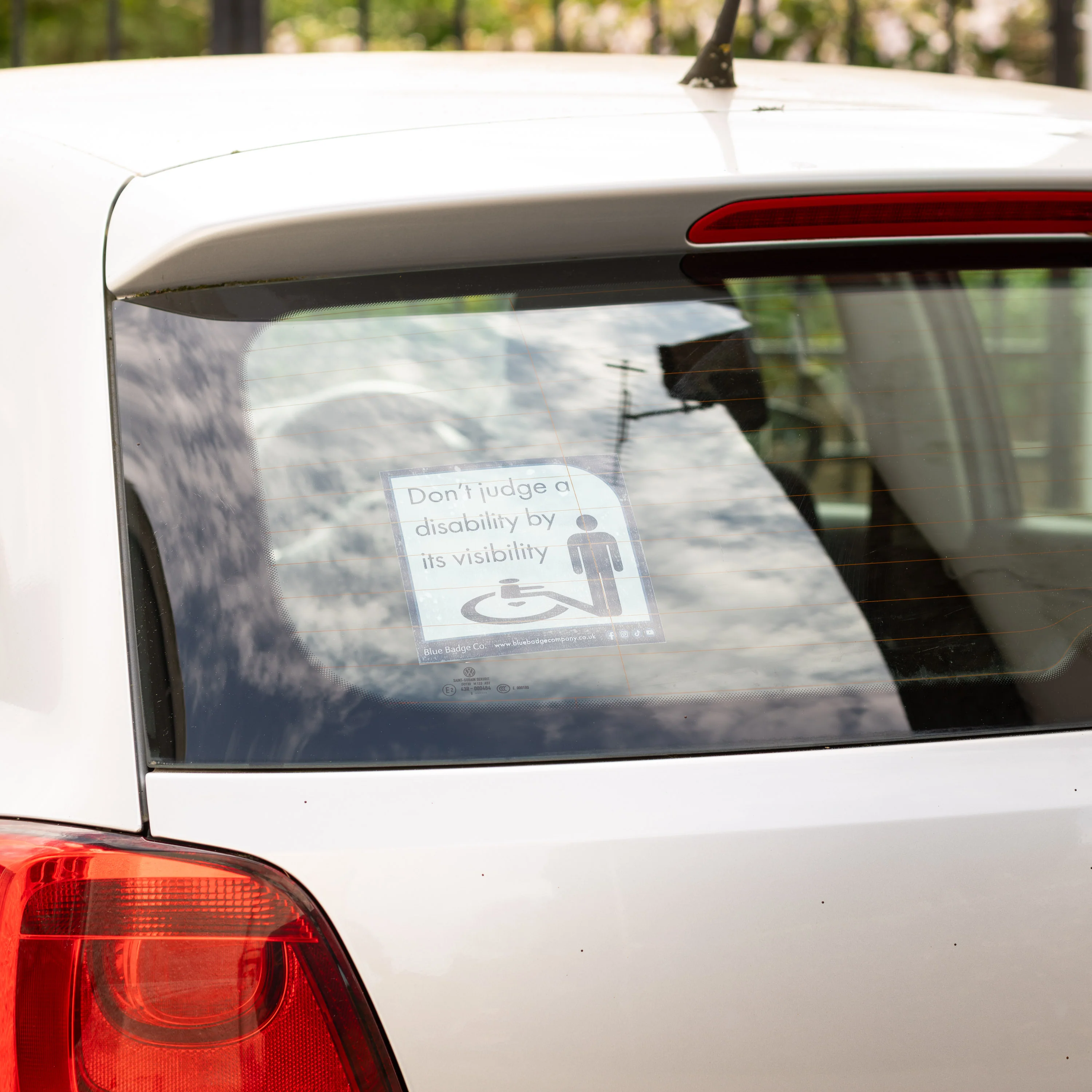 Twin-Pack Disabled Car Window Sticker Square, “Don't judge a disability by it's visibility” Disability Parking Awareness Vinyl Decals - Image 3