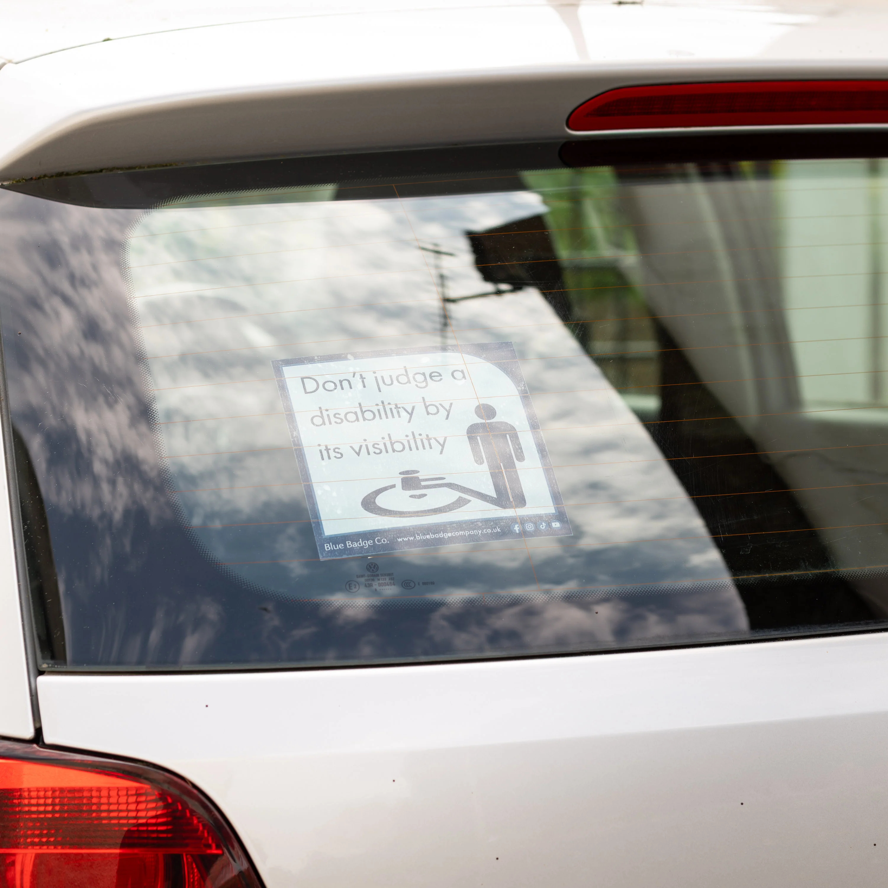 Twin-Pack Disabled Car Window Sticker Square, “Don't judge a disability by it's visibility” Disability Parking Awareness Vinyl Decals - Image 4