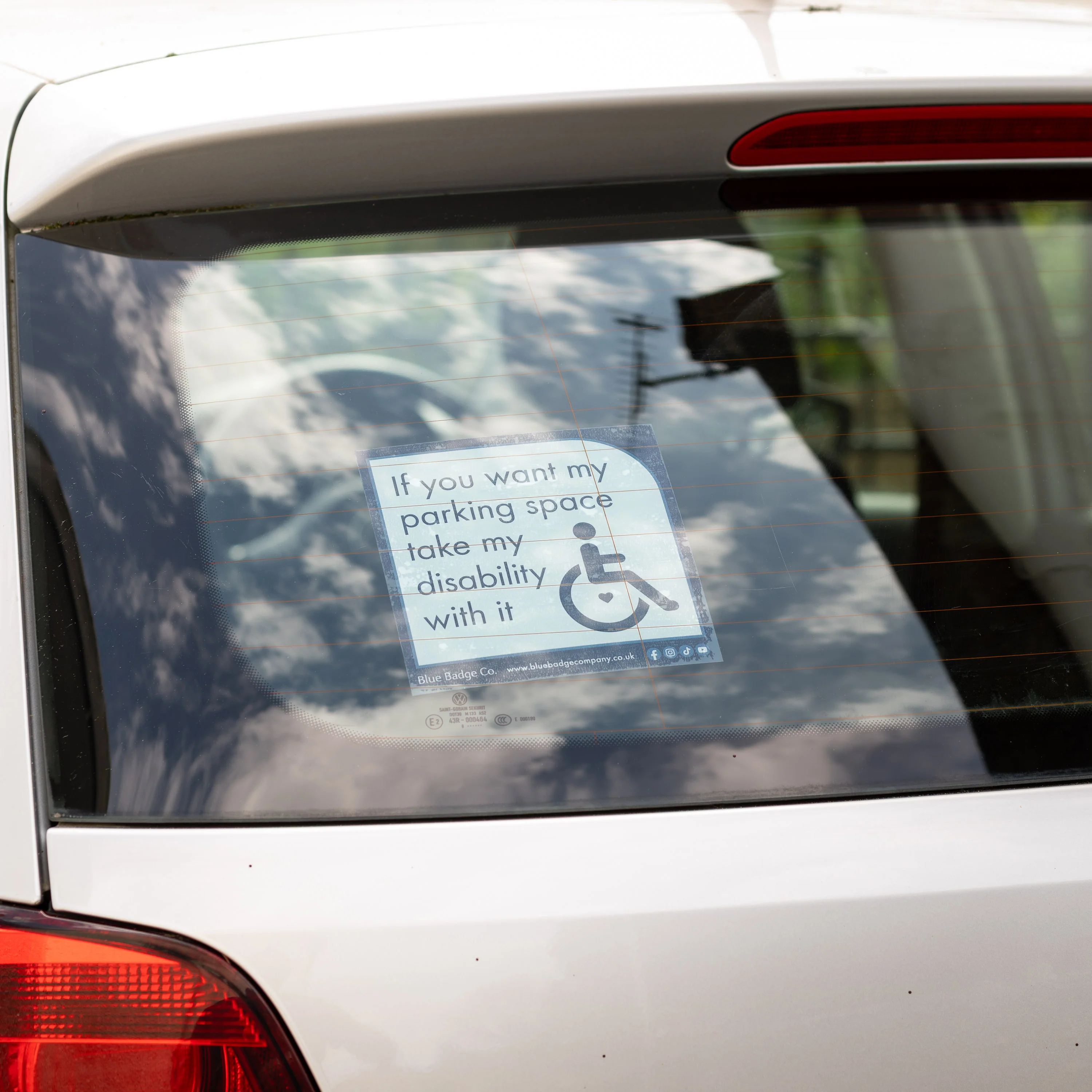 Twin-Pack Disabled Car Window Sticker Square, “If you want my parking space take my disability with it” Disability Parking Awareness Vinyl Decals - Image 4