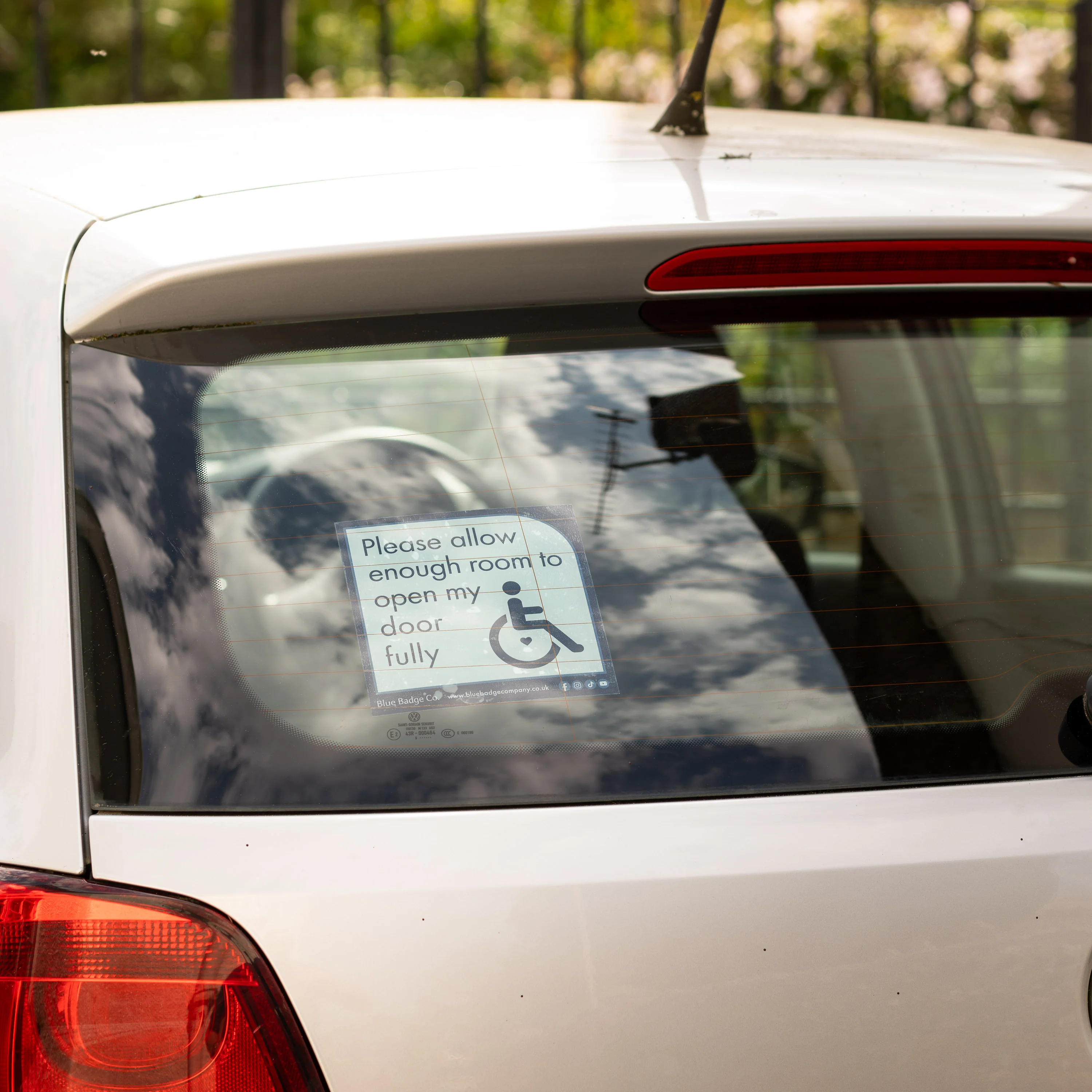 Twin-Pack Disabled Car Window Sticker Square, “Please allow enough room to open my door fully” Disability Parking Awareness Vinyl Decals - Image 3