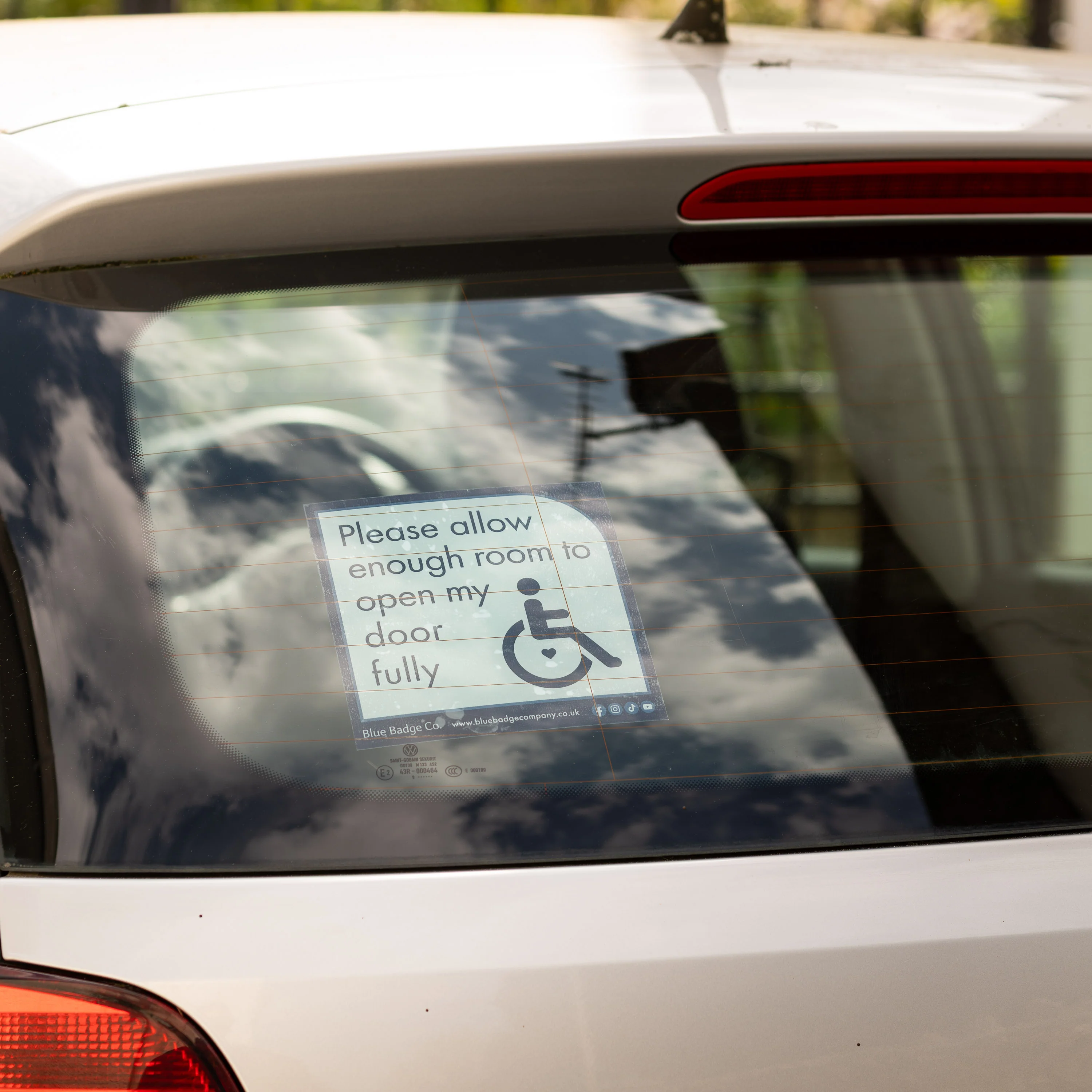 Twin-Pack Disabled Car Window Sticker Square, “Please allow enough room to open my door fully” Disability Parking Awareness Vinyl Decals - Image 4